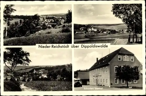 Ak Reichstädt Dippoldiswalde im Erzgebirge, Ansichten von Nieder-Reichstädt, Schusters Gasthof