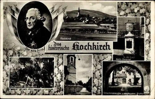 Ak Hochkirch in Sachsen, Schlachtendenkmäler, Friedrich II von Preußen, Ortsansichten