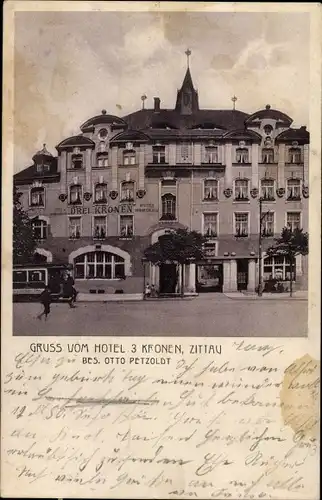 Ak Zittau in Sachsen, Hotel 3 Kronen