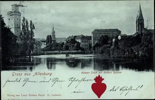 Mondschein Ak Altenburg in Thüringen, Kleiner Teich mit Roten Spitzen