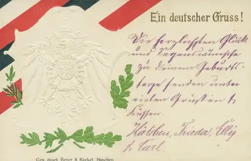 Präge Wappen Litho Ein deutscher Gruß, Adler