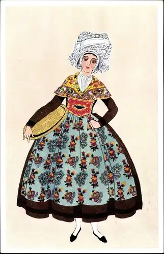 Künstler Ak Le Poitou, Femme de Frontenay, Rohan Rohan