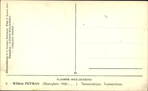 Ak Schriftsteller Willem Putman, Portrait, Vlaamse Weeldereeks