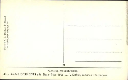 Ak Dichter Andre Desmedts, Portrait, Vlaamse Weeldereeks