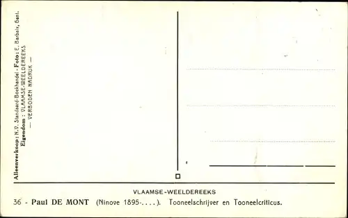 Ak Schriftsteller Paul de Mont, Portrait, Vlaamse Weeldereeks