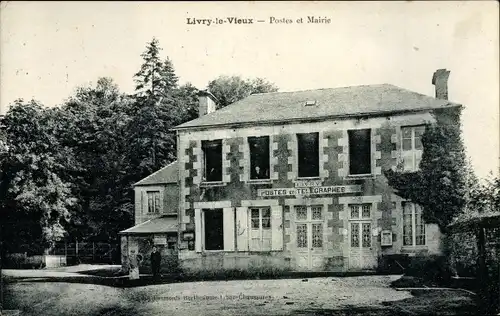 Ak Livry le Vieux Calvados, Postes et Mairie