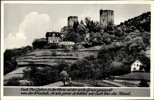 Ak Weinheim an der Bergstraße, Blick zur Burgruine Windeck