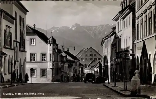 Ak Murnau am Staffelsee, Markt mit Hohe Kiste