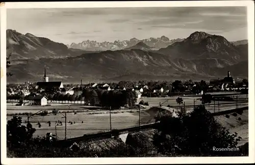 Ak Rosenheim Oberbayern, Panorama mit Gebirge