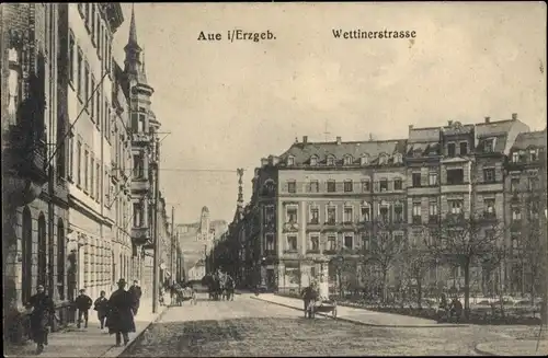 Ak Aue im Erzgebirge Sachsen, Wettiner Straße