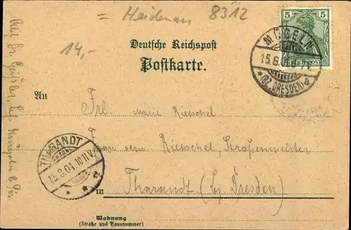 Litho Mügeln Heidenau in Sachsen, Schule, Albertstraße, Bahnhof, Gesamtansicht