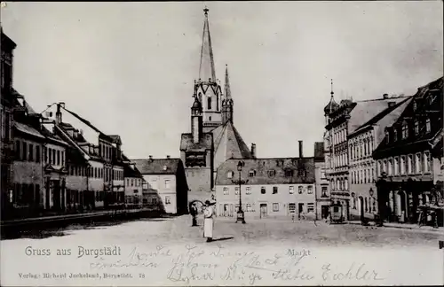 Ak Burgstädt in Sachsen, Markt, Kirche