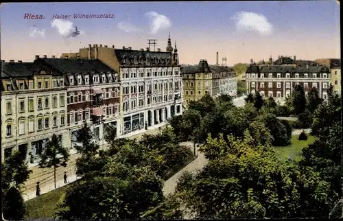 Ak Riesa an der Elbe Sachsen, Kaiser Wilhelmsplatz