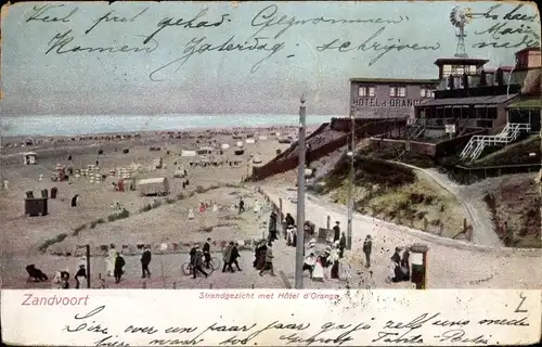 Ak Zandvoort Nordholland, Strandgezicht met Hotel d'Orange