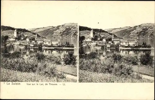 Stereo Ak Thun Kt. Bern Schweiz, Blick auf den Ort