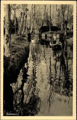 Ak Giethoorn Overijssel Niederlande, Kanalpartie