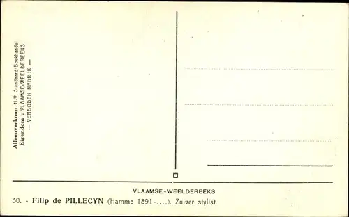 Ak Schriftsteller Filip de Pillecyn, Portrait, Vlaamse Weeldereeks