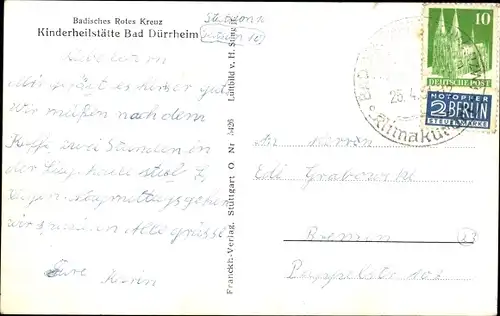 Ak Bad Dürrheim, Kinderheilstätte des Bad. Frauenvereins, Fliegeraufnahme