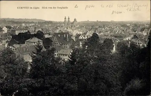 Ak Kempten im Allgäu Schwaben, Blick von der Burghalde