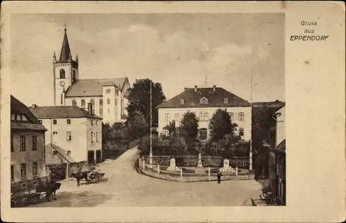 Ak Eppendorf in Sachsen, Dorfpartie mit Kirche