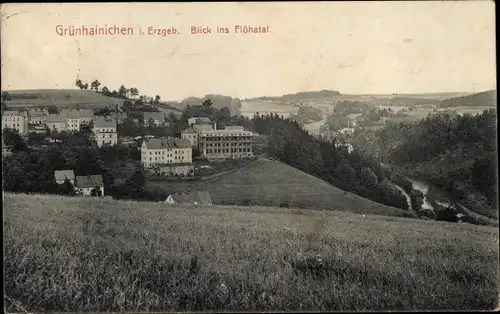 Ak Grünhainichen Sachsen, Blick ins Flöhatal