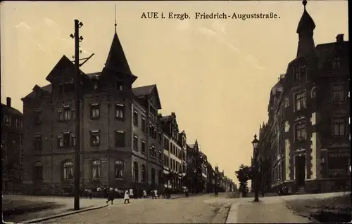 Ak Aue im Erzgebirge Sachsen, Partie auf der Friedrich Auguststraße