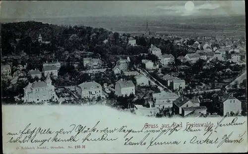 Mondschein Ak Bad Freienwalde an der Oder, Panoramablick über die Stadt