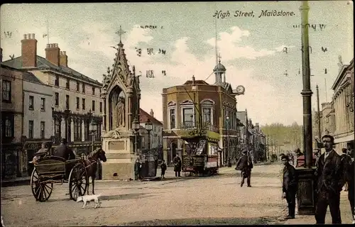 Ak Maidstone South East England, High Street, Kutsche