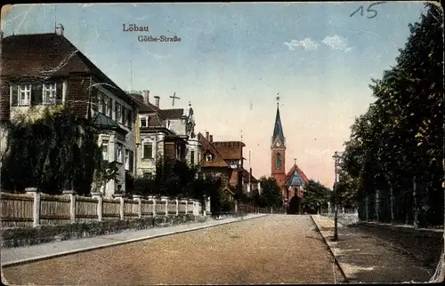 Ak Löbau in Sachsen, Goethestraße, Kirche