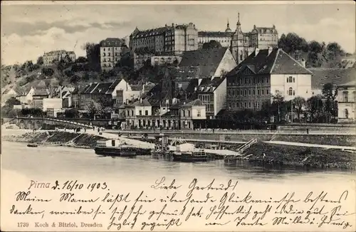 Ak Pirna Sächs. Schweiz, Schloss Sonnenstein, Stadt