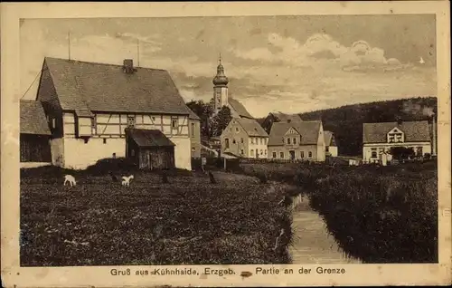 Ak Kühnhaide Marienberg im Erzgebirge, Partie an der Grenze