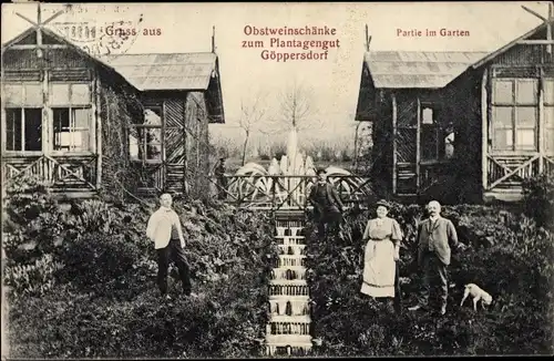 Ak Göppersdorf Burgstädt in Sachsen, Obstweinschänke, Gartenpartie