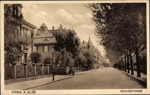 Ak Pirna in Sachsen, Villenviertel in der Reichsstraße