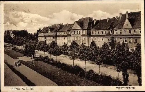 Ak Pirna an der Elbe, Partie in der Weststraße