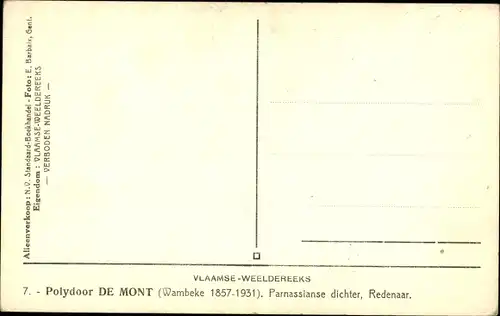 Ak Dichter Polydoor de Mont, Portrait, Vlaamse Weeldereeks