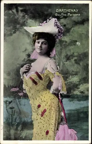 Ak D'Arthenay, Bouffes Parisiens, Portrait einer Frau mit Hut, Schauspielerin