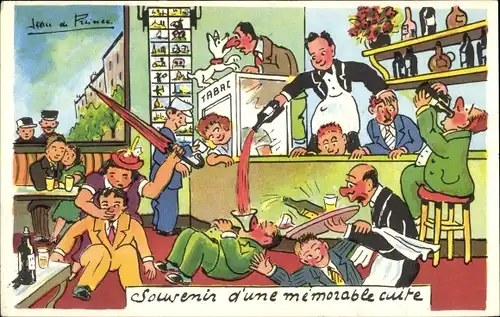 Künstler Ak De Preissac, Jean, Souvenir d'une memorable cuite