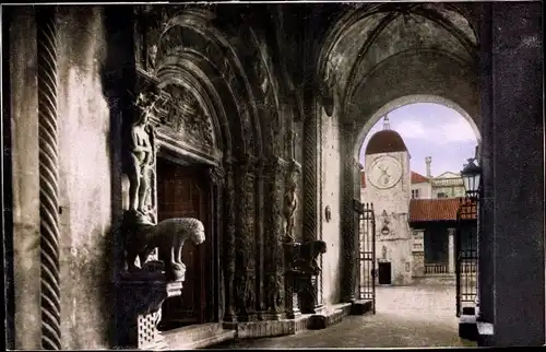 Ak Trogir Kroatien, Portal Katedrale