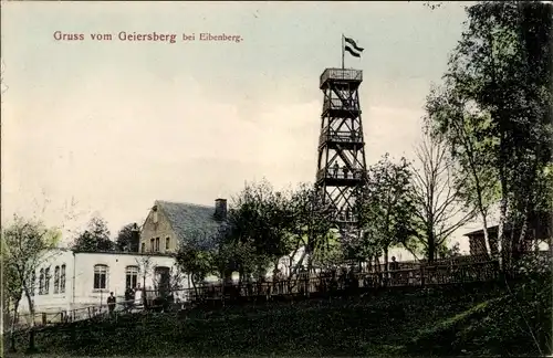 Ak Eibenberg Burkhardtsdorf Erzgebirge, Geiersberg, Aussichtsturm