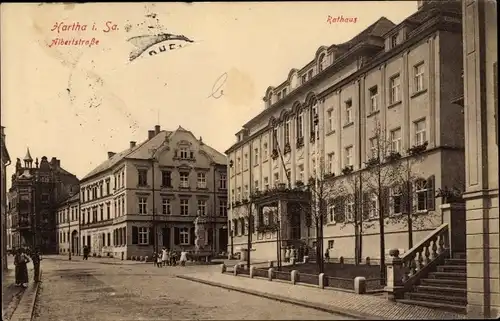 Ak Hartha in Sachsen, Albertstraße, Rathaus