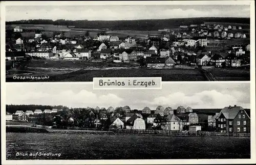 Ak Brünlos Zwönitz im Erzgebirge Sachsen, Gesamtansicht, Blick auf Siedlung