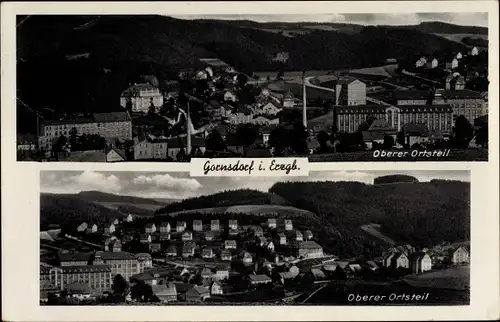 Ak Gornsdorf im Erzgebirge, Ansicht Oberer Ortsteil, Unterer Ortsteil