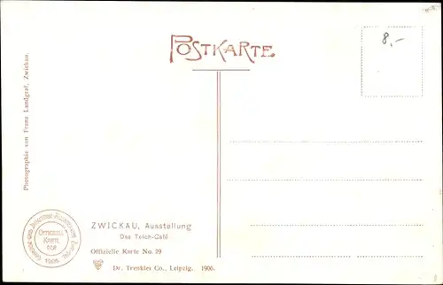 Ak Zwickau in Sachsen, Gewerbe Ausstellung, Das Teich-Café, Offizielle Karte Nr. 29