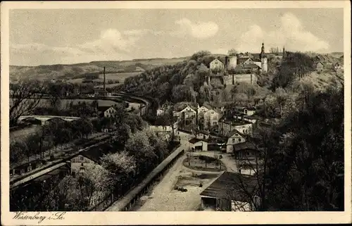 Ak Wiesenburg Wildenfels in Sachsen, Teilansicht, Bier- und Kaffeehaus Muldenbrücke