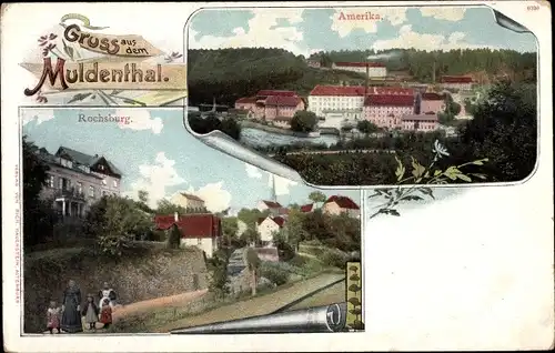 Litho Amerika Penig Lunzenau, Muldenthal, Rochsburg