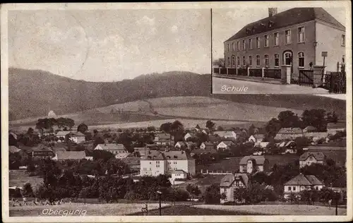 Ak Obergurig in der Lausitz, Panorama, Schule