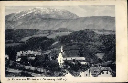 Ak St Corona am Wechsel in Niederösterreich, Gesamtansicht, Schneeberg