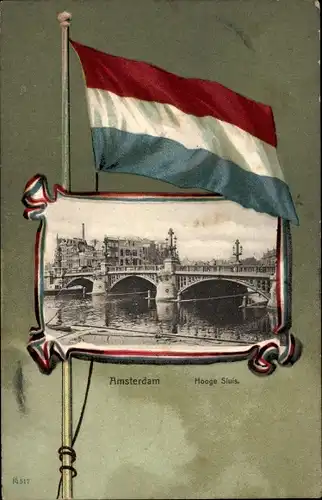 Passepartout Ak Amsterdam Nordholland Niederlande, Hooge Sluis