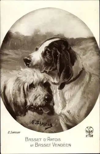 Künstler Ak Samson E., Basset d'Artois et Basset Vendeen