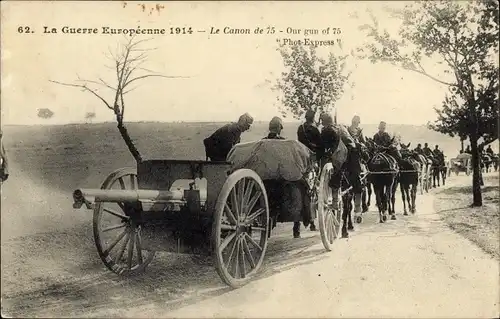 Ak La Guerre Européenne 1914, Le Canon de 75